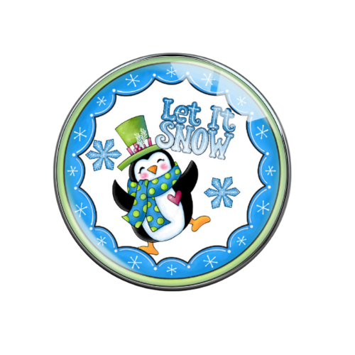Let it Snow Winter Penguin 20MM Snap Jewelry Charm