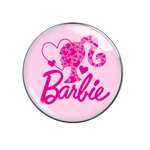 Barbie Silhouette Print Glass Snap Jewelry Charm 20MM