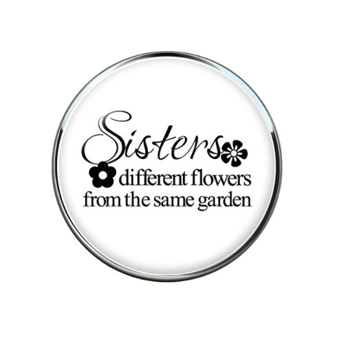 Sisters Different Flowers From the Same Garden 20MM Glass Jewelry Snap