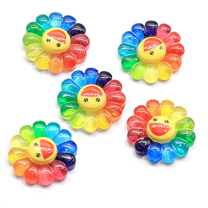 Happy Face Rainbow Flower Resin 22MM Snap Jewelry Charm