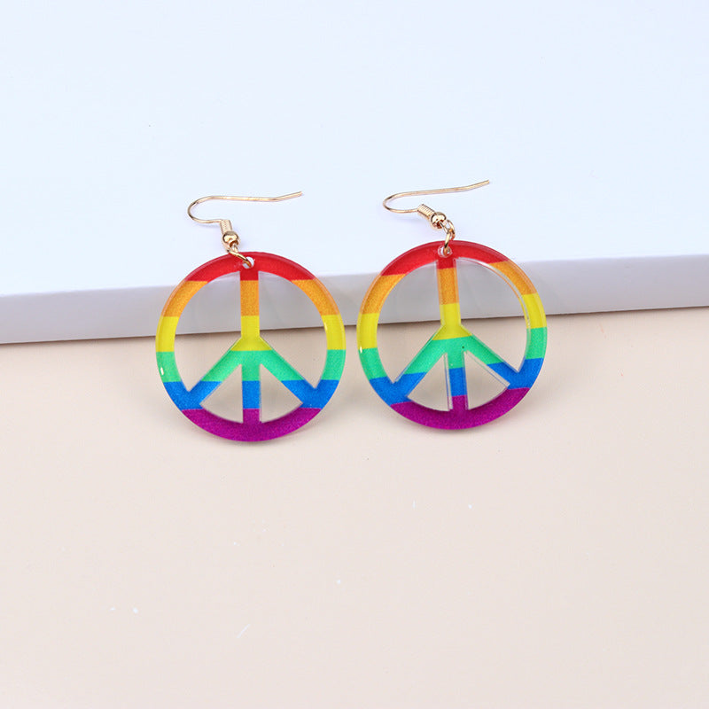 Rainbow Peace Sign Acrylic Earrings LGBT Pride