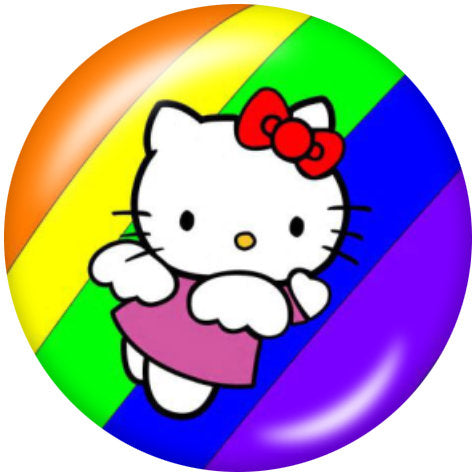 Hello Kitty Rainbow Pride LGBT Print Glass 20MM Snap