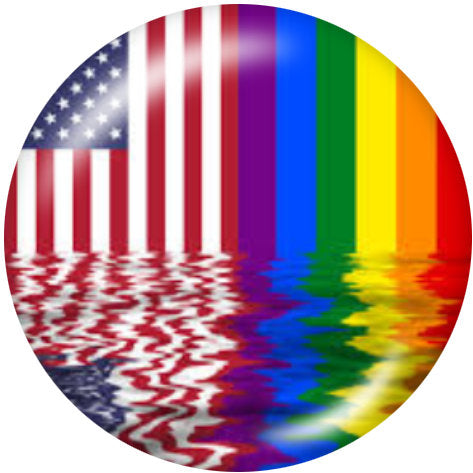 American Flag Rainbow Pride LGBT Flag Print Glass 20MM Snap