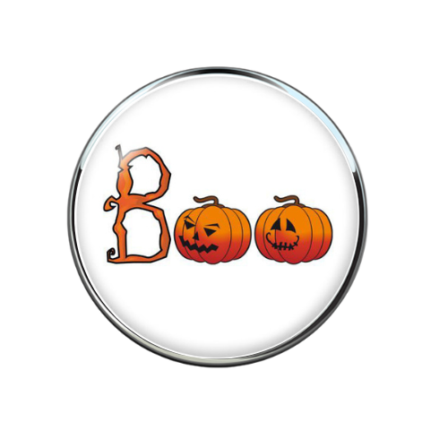 Boo Halloween Jack O' Lanterns Print Glass Snap Jewelry Charm 20MM