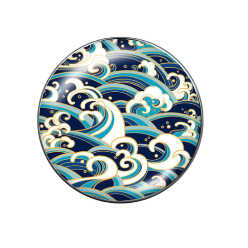 Ocean Waves Print Glass Snap Jewelry Charm 20MM