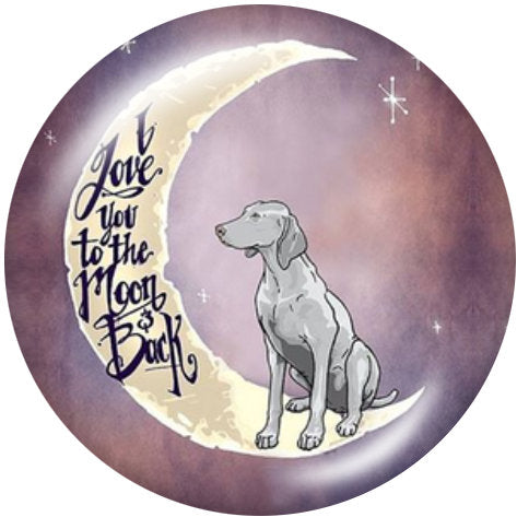 I Love You to the Moon & Back Weimaraner Print Glass 20MM Snap