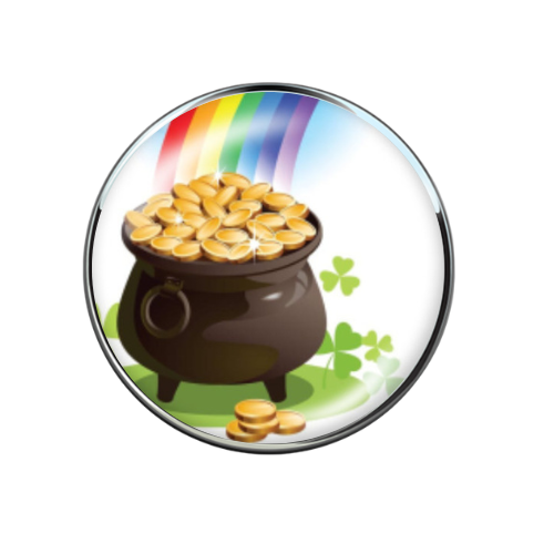 Pot of Gold at the End of the Rainbow Colorful Print 20MM Glass Snap Jewelry Charm