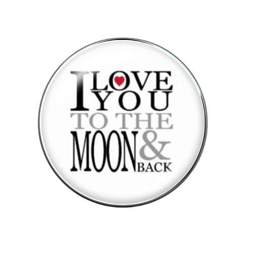 I Love You to The Moon & Back Print Glass Snap Jewelry Charm