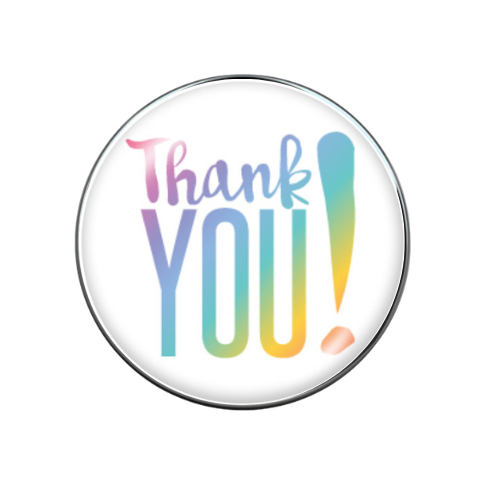 Thank you Print Glass Snap Jewelry Charm 20MM