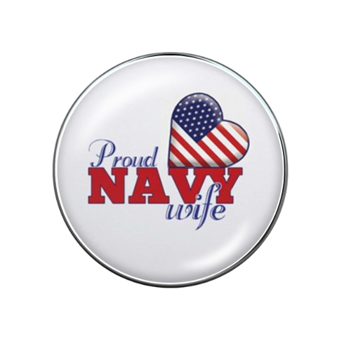 United States Navy Print Glass Snap Jewelry Charm 20MM