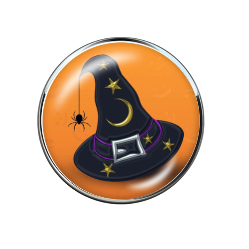 Halloween Witch's Hat Print Glass Snap Jewelry Charm 20MM