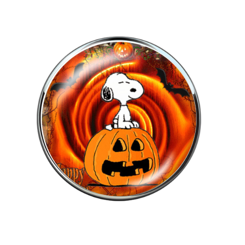 The Great Pumpkin Snoopy Dog Halloween Print Glass Snap Jewelry Charm 20MM
