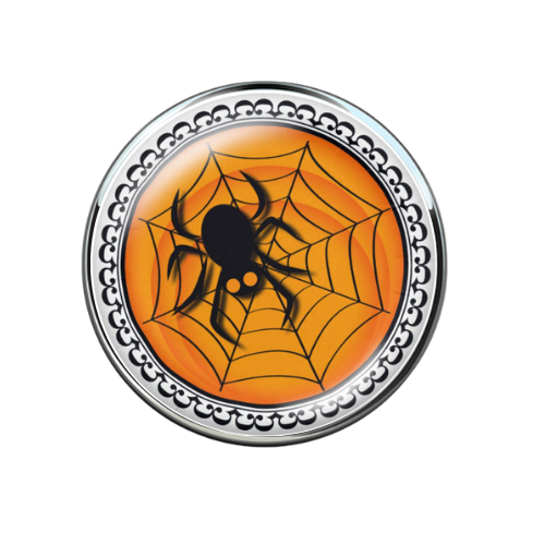 Halloween Spooky Spider in Web Print Glass Snap Jewelry Charm 20MM
