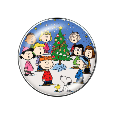 Christmas Peanuts Gang Print Glass Snap Jewelry Charm 20MM