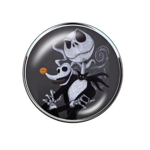 Nightmare Before Christmas Jack and Zero Dog Halloween Print Glass Snap Jewelry Charm 20MM