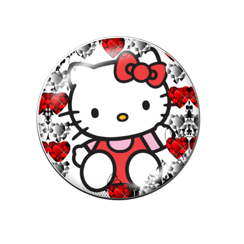 Hello Kitty Red Gems 20MM Glass Print Snap Jewelry Charm