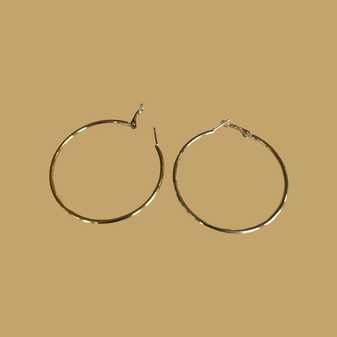 2 1/2” Gold Hoop Hingeback Earrings