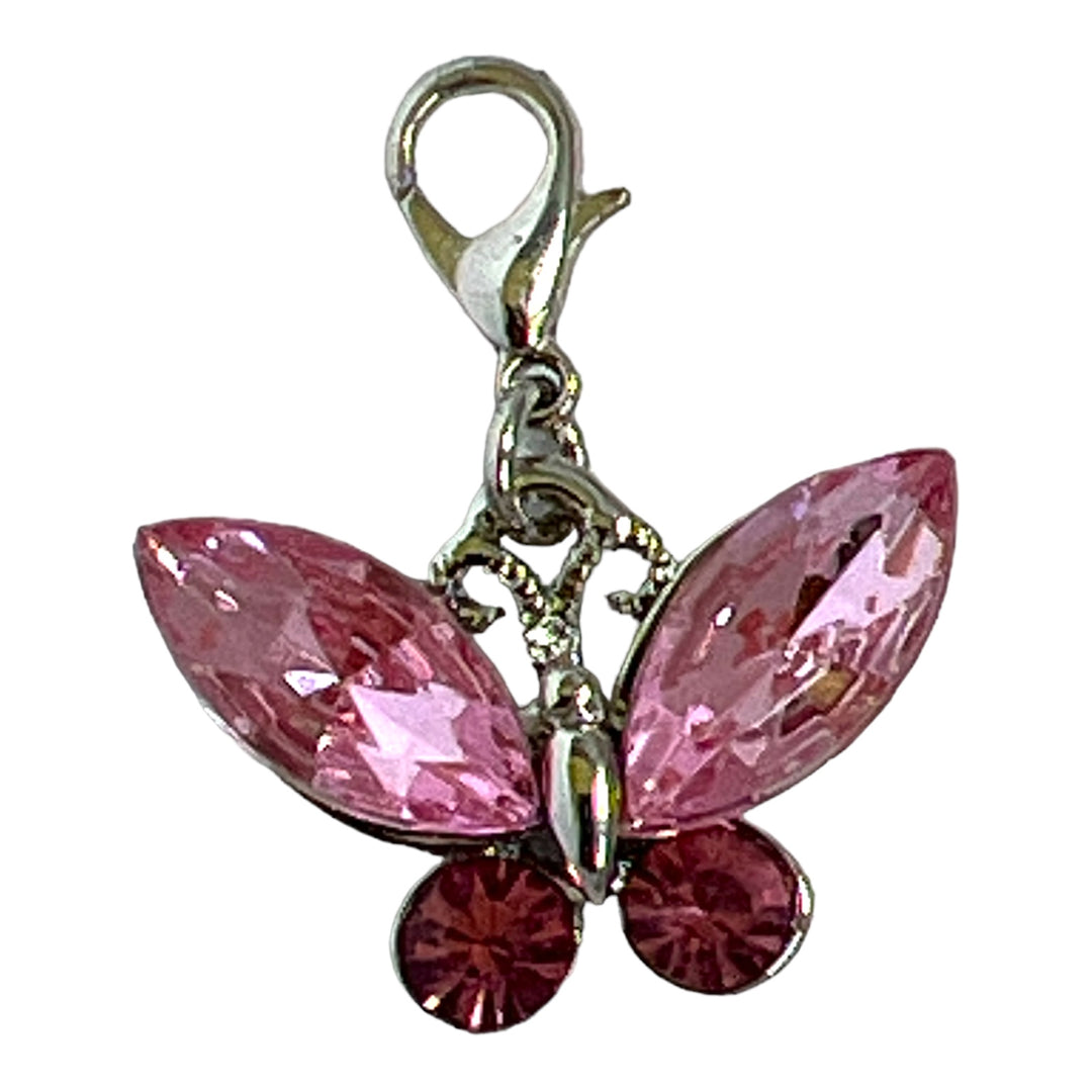 Crystal Butterfly Charm Clip Lobster Clasp
