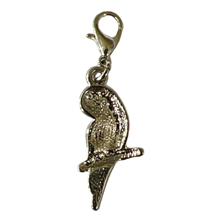 Silver Owl on Branch Charm Lobster Clasp Clip