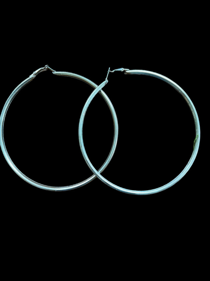 Jumbo 5” Silver Hoop Earrings