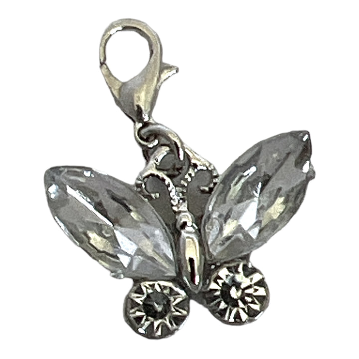 Crystal Butterfly Charm Clip Lobster Clasp
