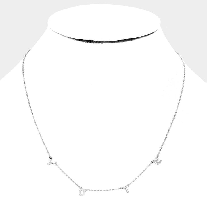 Dainty Silver VOTE Necklace 16"