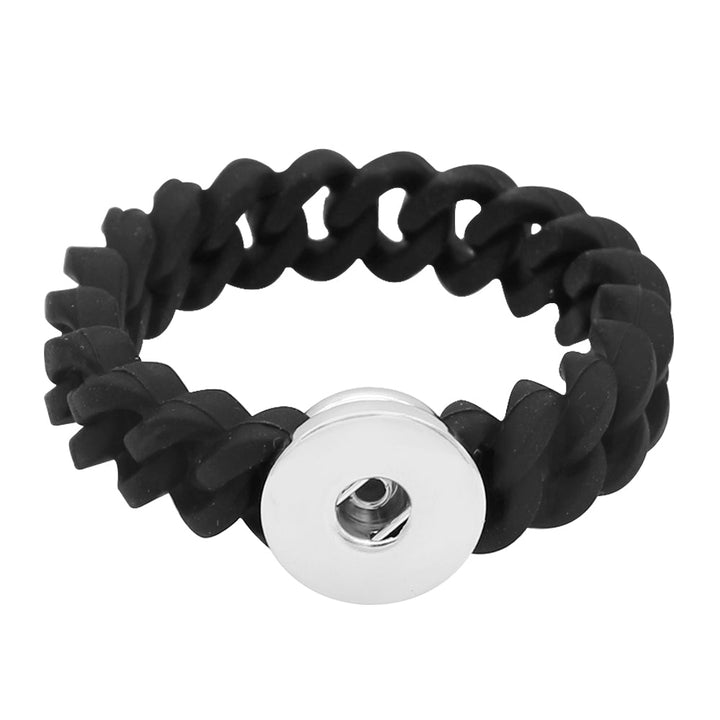 12MM Black Silica Gel Snap Bracelet for Kids/Juniors - Snap