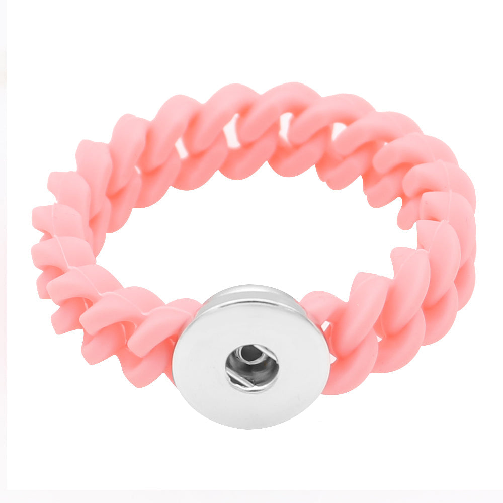 12MM Pink Silica Gel Snap Bracelet for Kids/Juniors - Snap