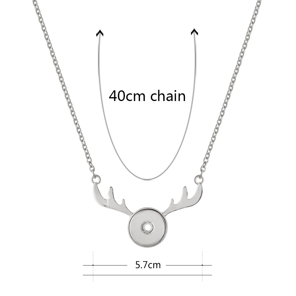 16 Silver Antler Snap Necklace fits 18/20MM Snaps - Snap