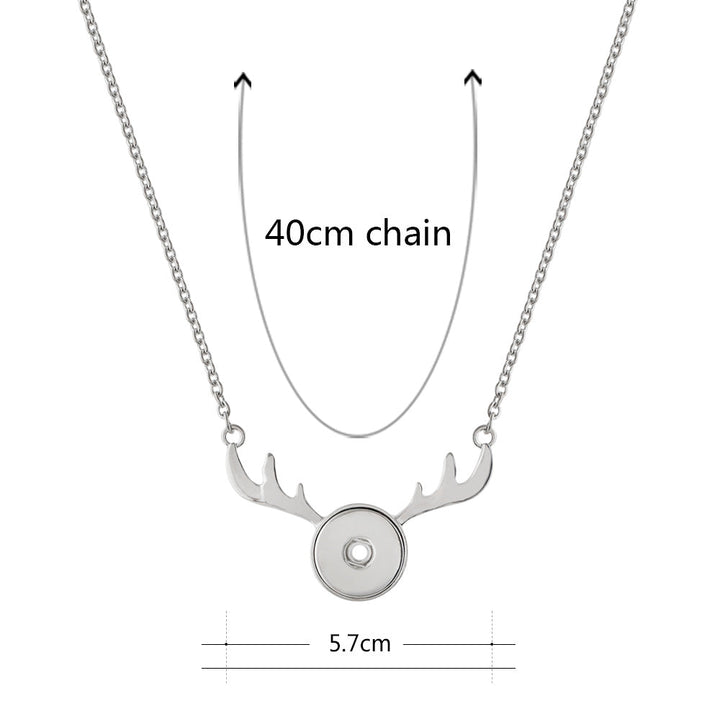 16 Silver Antler Snap Necklace fits 18/20MM Snaps - Snap