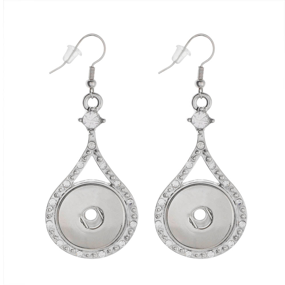 2.5 Dangle Snap Earrings with Rhinestones and Hook Back -