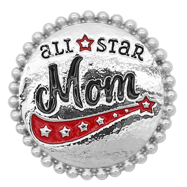 20MM All Star Mom Snap Silver Plated with Red Enamel - Snap