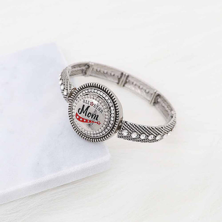 20MM All Star Mom Snap Silver Plated with Red Enamel - Snap