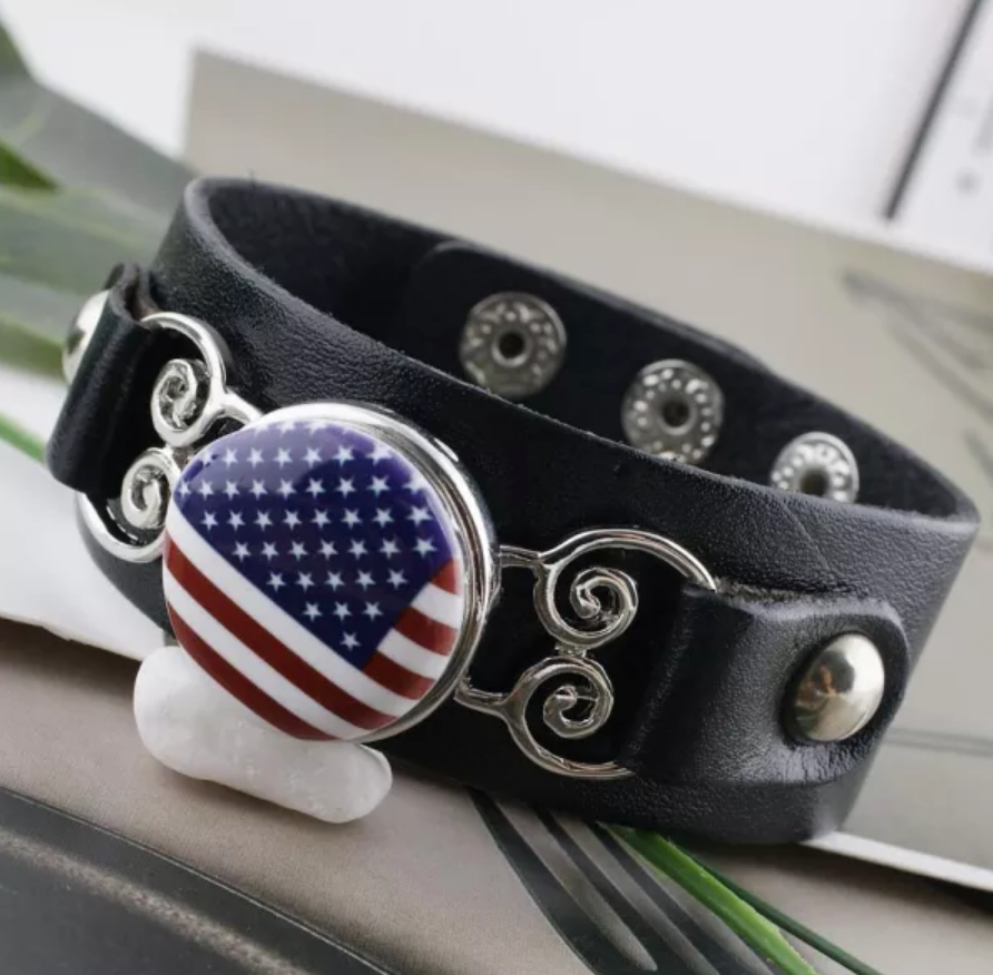 20MM American Flag Painted Ceramic Snap - Snap