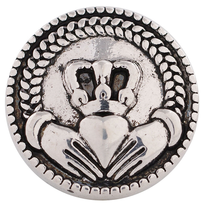 20MM Antique Silver Claddagh Snap - Snap