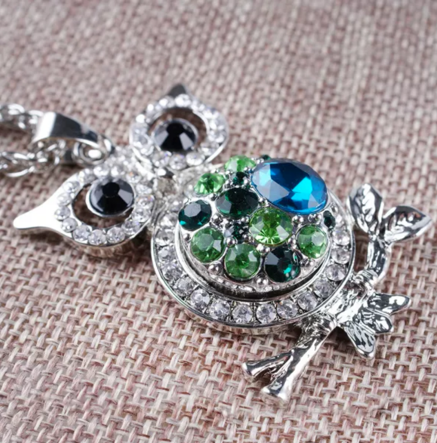 20mm Antique Silver Plated Snap w/ Green and Blue