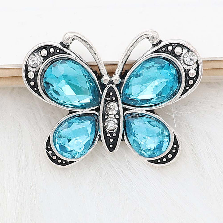 20MM Aquamarine March Birthstone Butterfly Snap - Snap