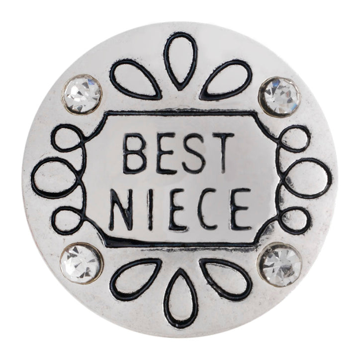 20MM Best Niece Silver Snap with Clear Rhinestones - Snap