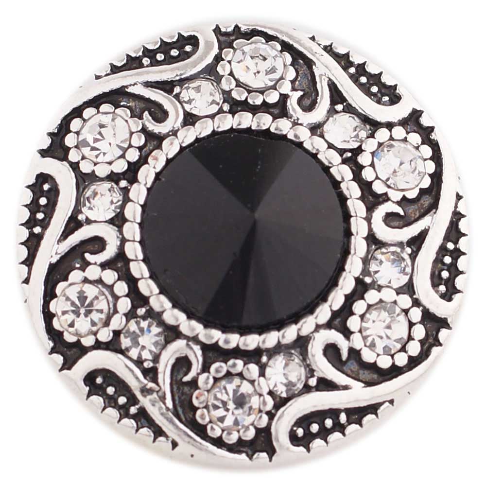 20MM Black and Clear Vintage Floral Snap - Snap