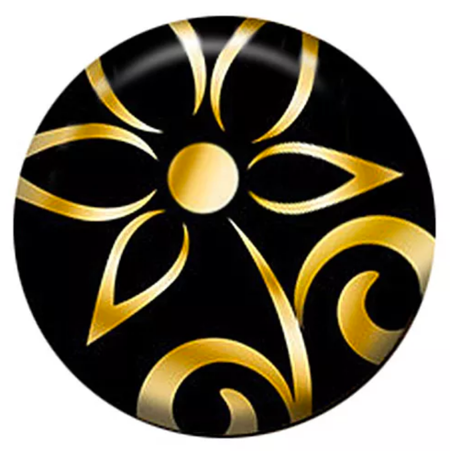 20MM Black and Gold Floral Painted Ceramic Snap - Snap