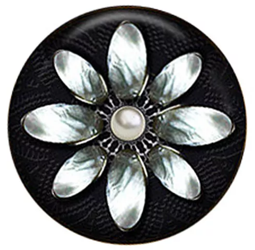 20MM Black and Silver Flower Painted Ceramic Snap - Snap