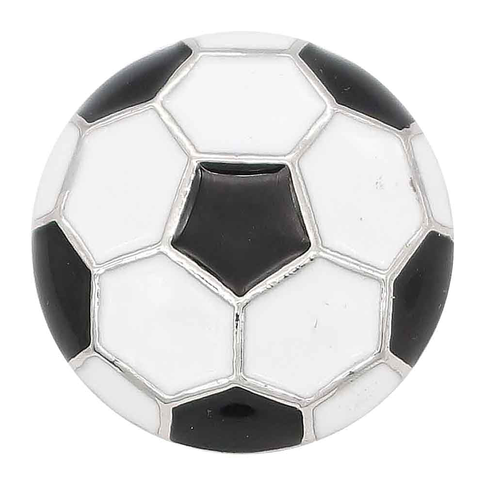 20MM Black and White Enamel Soccer Ball Snap - Snap