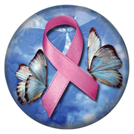 20MM Breast Cancer Pink Ribbon Butterflies Painted Ceramic