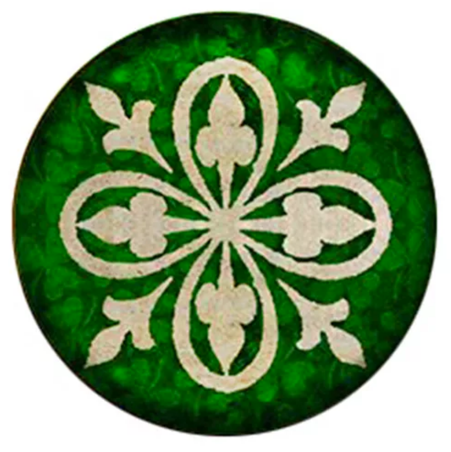 20MM Celtic Green and Ivory Flower Painted Ceramic Snap -