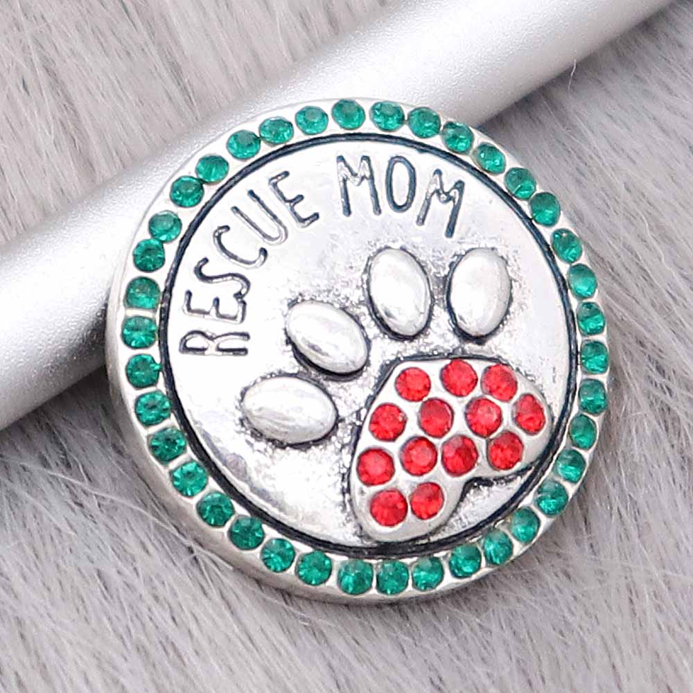 20MM Christmas Rescue Mom Paw Snap with Red and Green