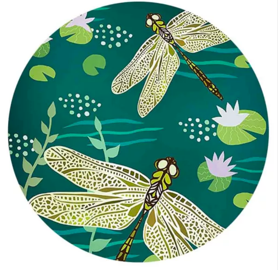 20MM Green Dragonfly Floral Painted Ceramic Snap - Snap