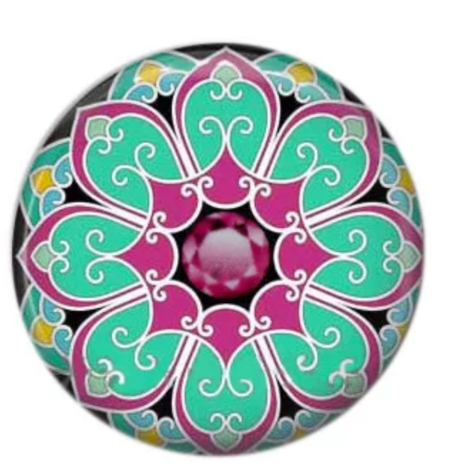 20MM Pink/Mint Floral Design Painted Ceramic Snap - Snap