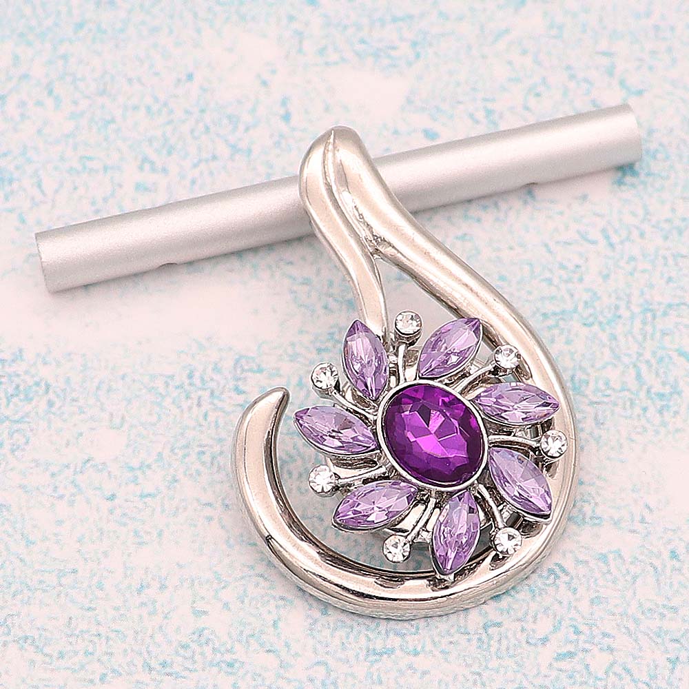 20MM Purple & Silver Flower Snap - Snap