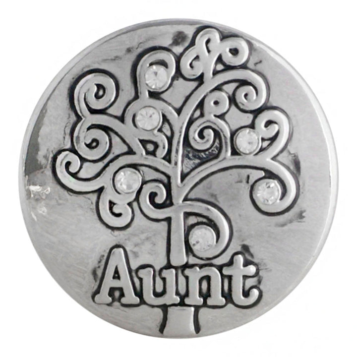 20MM Silver Plated Aunt Snap whe Clear Rhinestones in Family
