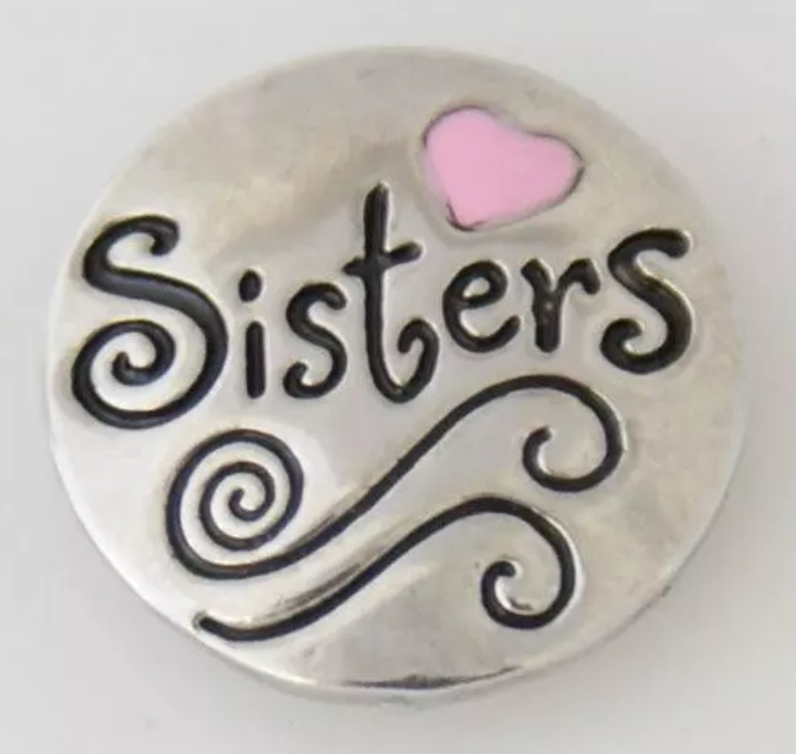 20MM Silver Plated w/ Enamel Sisters Snap - Pink Heart -
